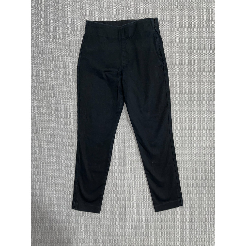 Old Navy Dress Pants Womens 2 Black Cotton Stretch Ankle Slit Side Zip Formal